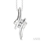 1/10 ctw Round Cut Diamond Pendant in Sterling Silver with Chain